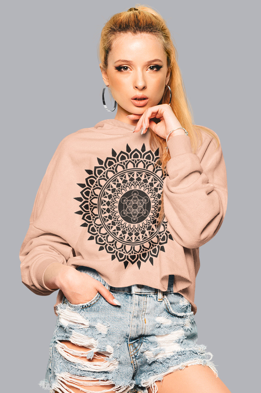 CROP HOODIE - METATRONS MANDALA – Sacred Black Studio